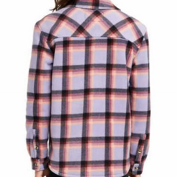 Sage Collective Sherpa Lined Button Up Shirt Women's Size S Plaid Purple/Pink - Picture 4 of 8